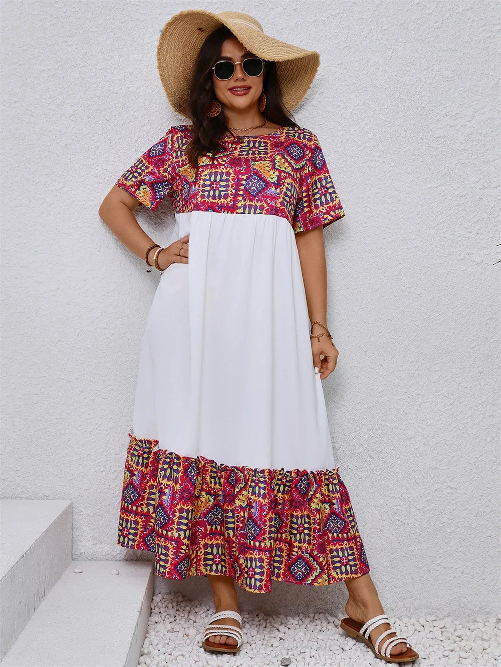 Plus Size Bohemian A-line Swing Maxi Dresses