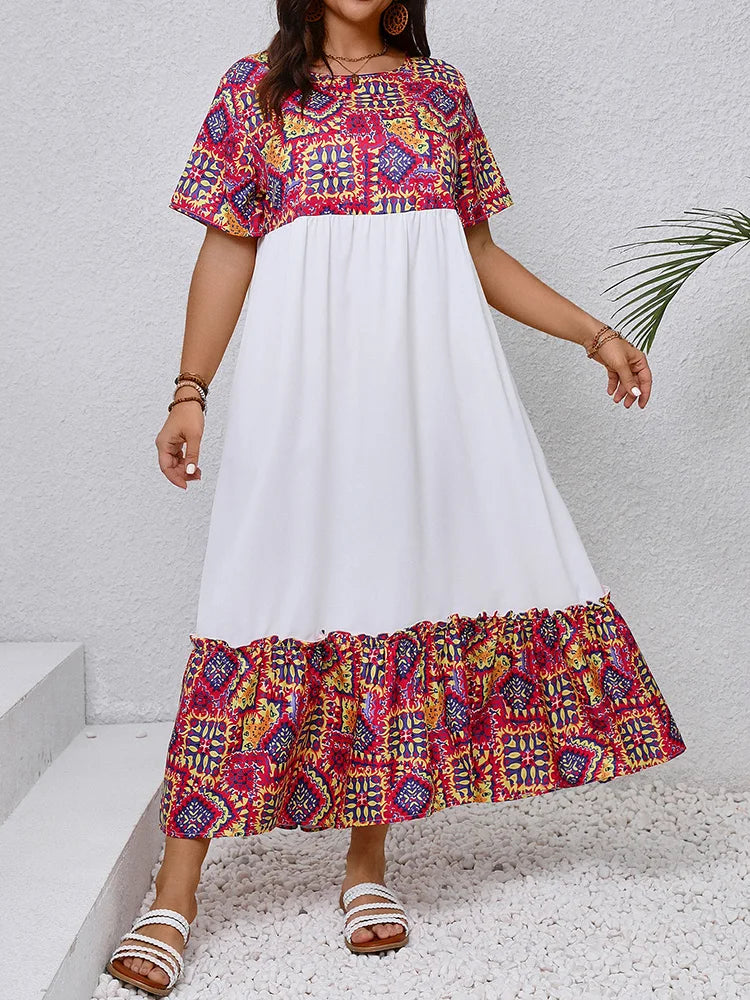 Plus Size Bohemian A-line Swing Maxi Dresses