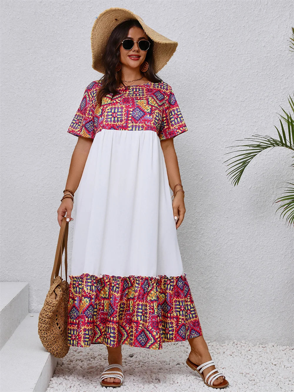 Plus Size Bohemian A-line Swing Maxi Dresses