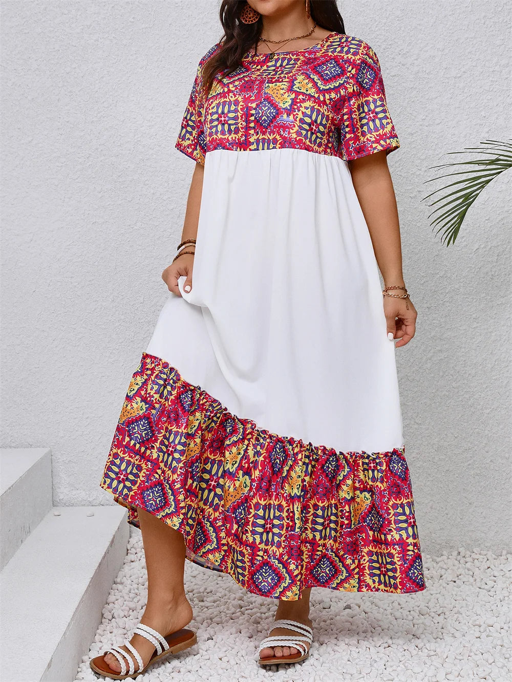 Plus Size Bohemian A-line Swing Maxi Dresses